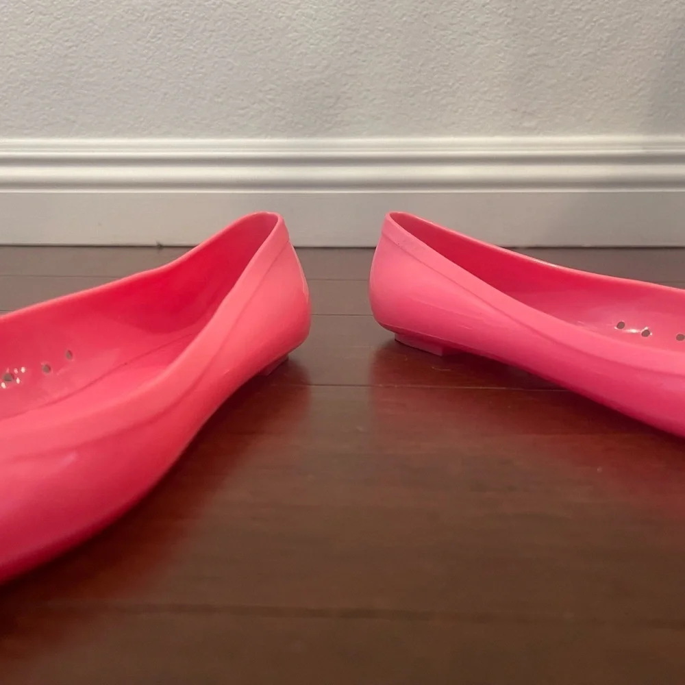 nwot/nwob J. Crew Factory Rainy Day Ballet Flats Pink & Orange jelly bow Flats 6